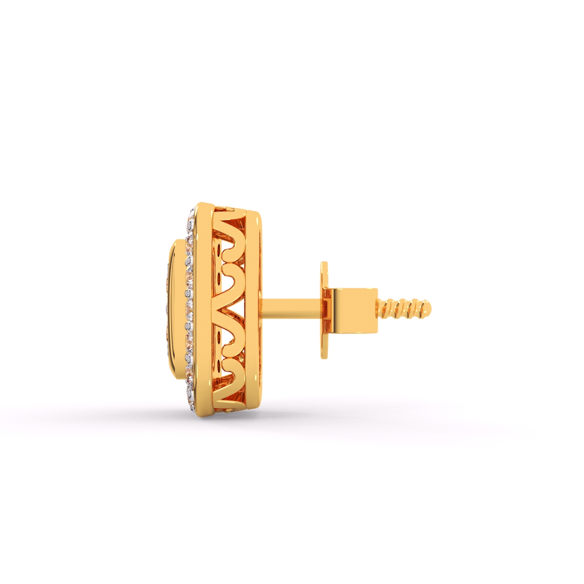 Classic Square Shaped Round Diamond Earrings